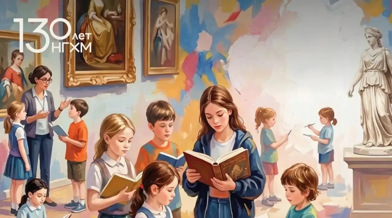 Школьники изучают искусство в залах музея